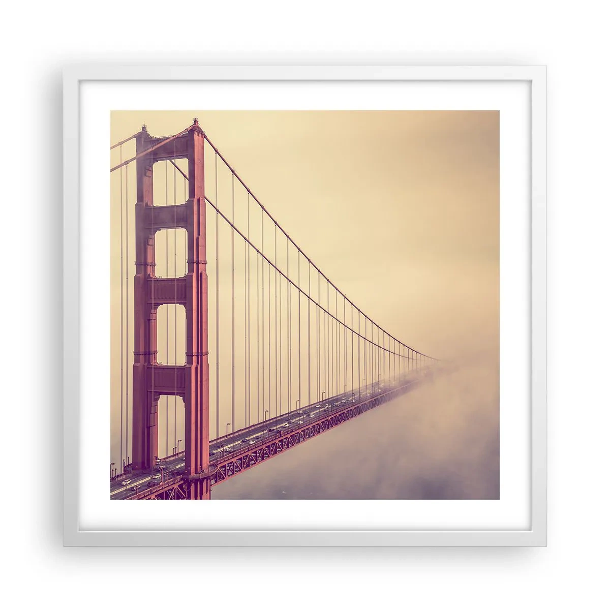 Plakat i hvid ramme - Mellem himmel og jord - 50x50 cm