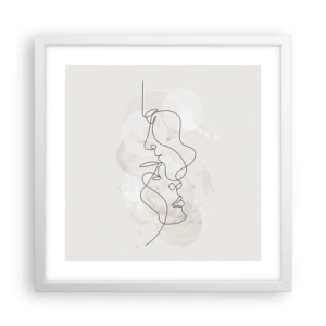 Plakat i hvid ramme - Omfavnet i en omfavnelse - 40x40 cm