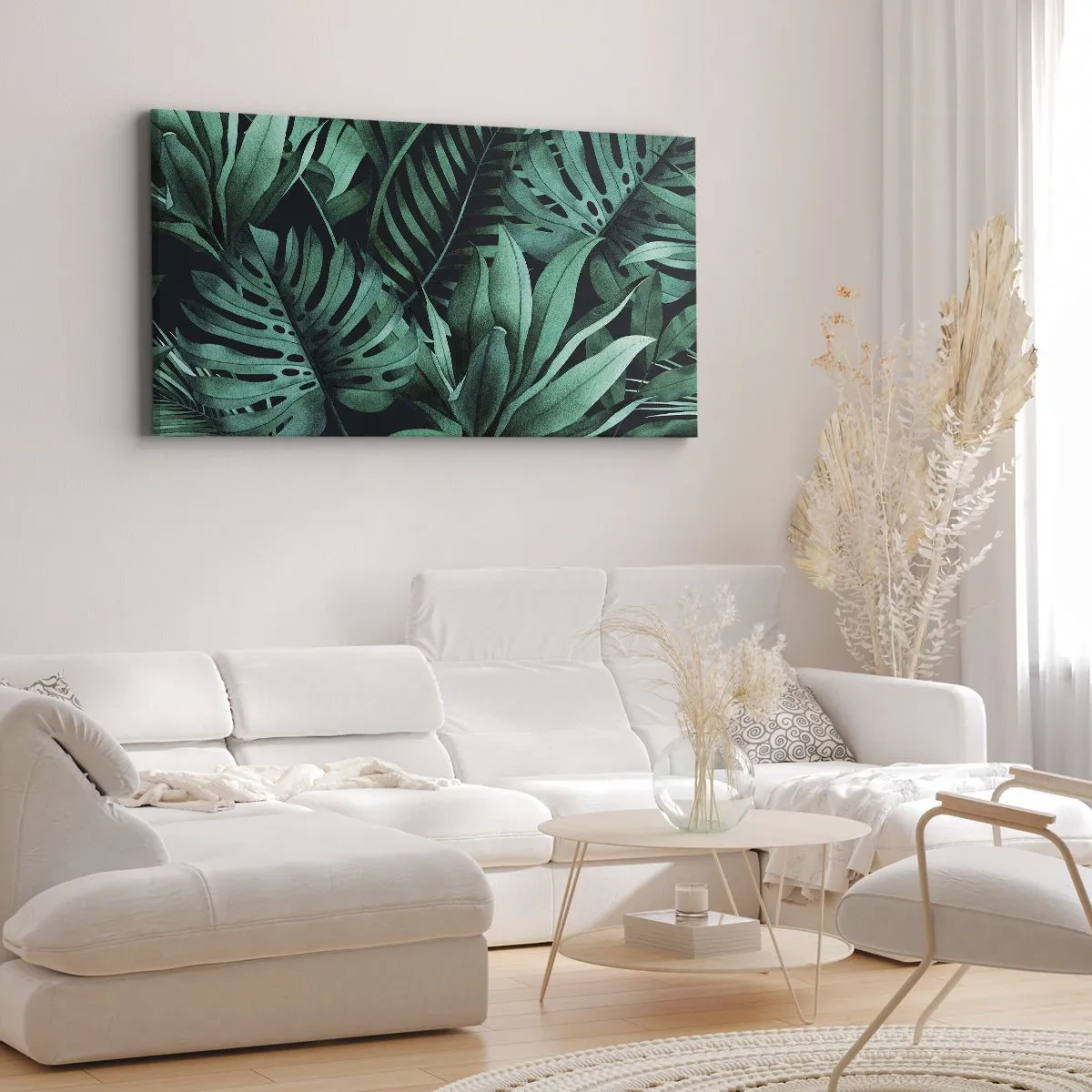 Lærredstryk - Billede på lærred - Dyb tropisk grøn - 100x40 cm