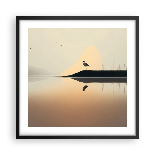 Plakat i sort ramme - Herre på søen - 50x50 cm