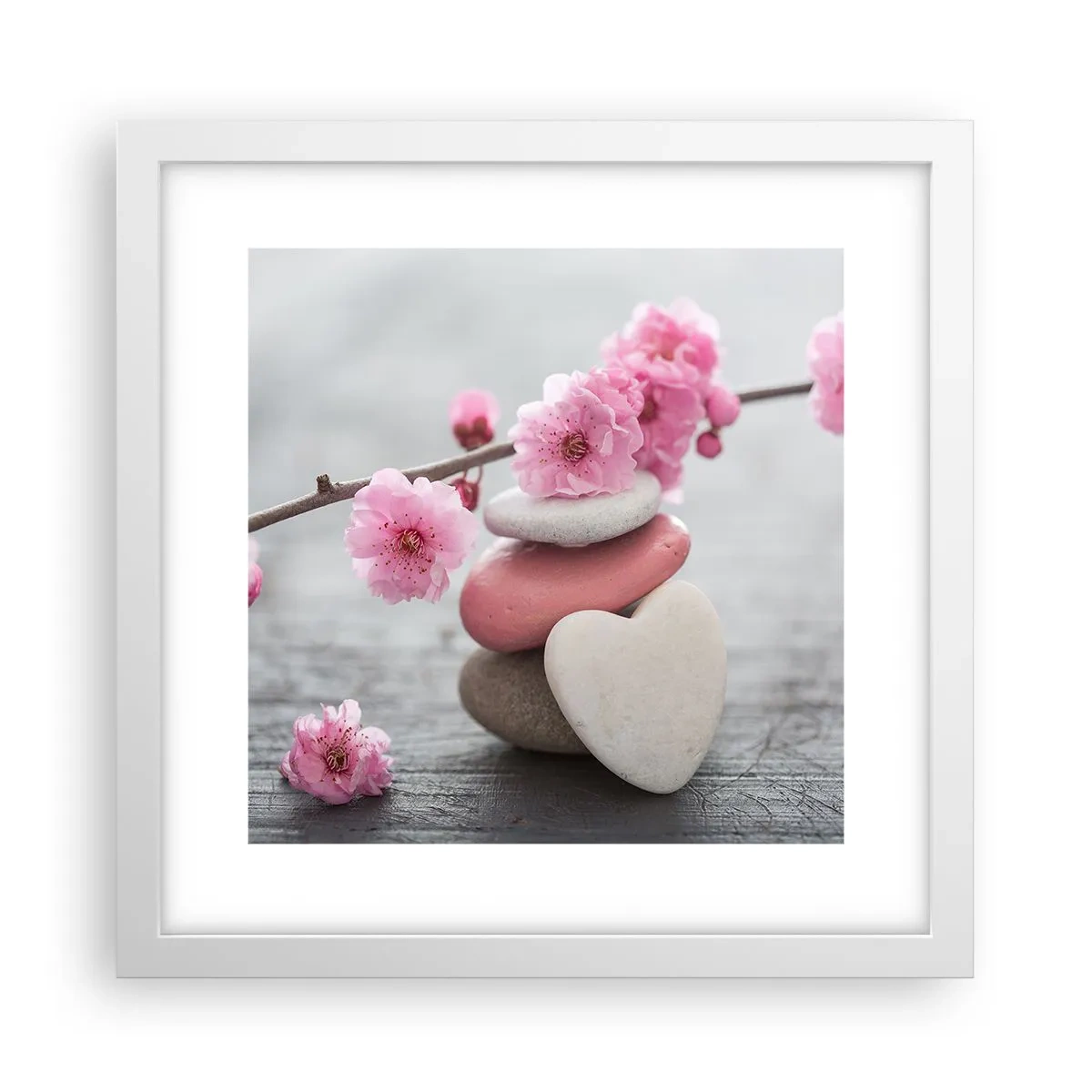 Plakat i hvid ramme - Kirsebærblomstens lyksalighed - 30x30 cm