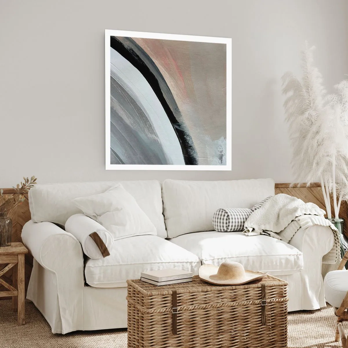 Plakat - Komposition: en bue af sort og gråt - 40x40 cm