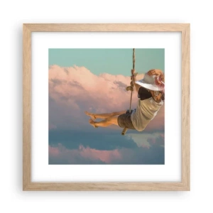 Plakat i ramme af lyst egetræ - Sjov i skyerne - 30x30 cm
