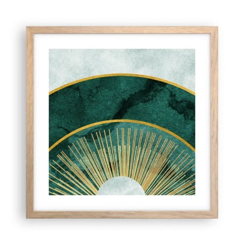 Plakat i ramme af lyst egetræ - Et anderledes solsystem - 40x40 cm