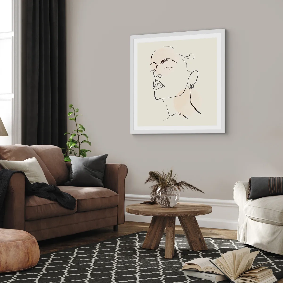 Plakat i hvid ramme - Et stolt blik - 40x40 cm