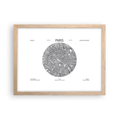 Plakat i ramme af lyst egetræ - Paris' anatomi - 40x30 cm