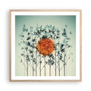 Plakat i ramme af lyst egetræ - Japansk sol - 60x60 cm