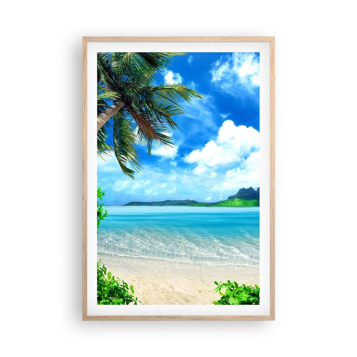 Plakat i ramme af lyst egetræ - Azur i troperne - 61x91 cm