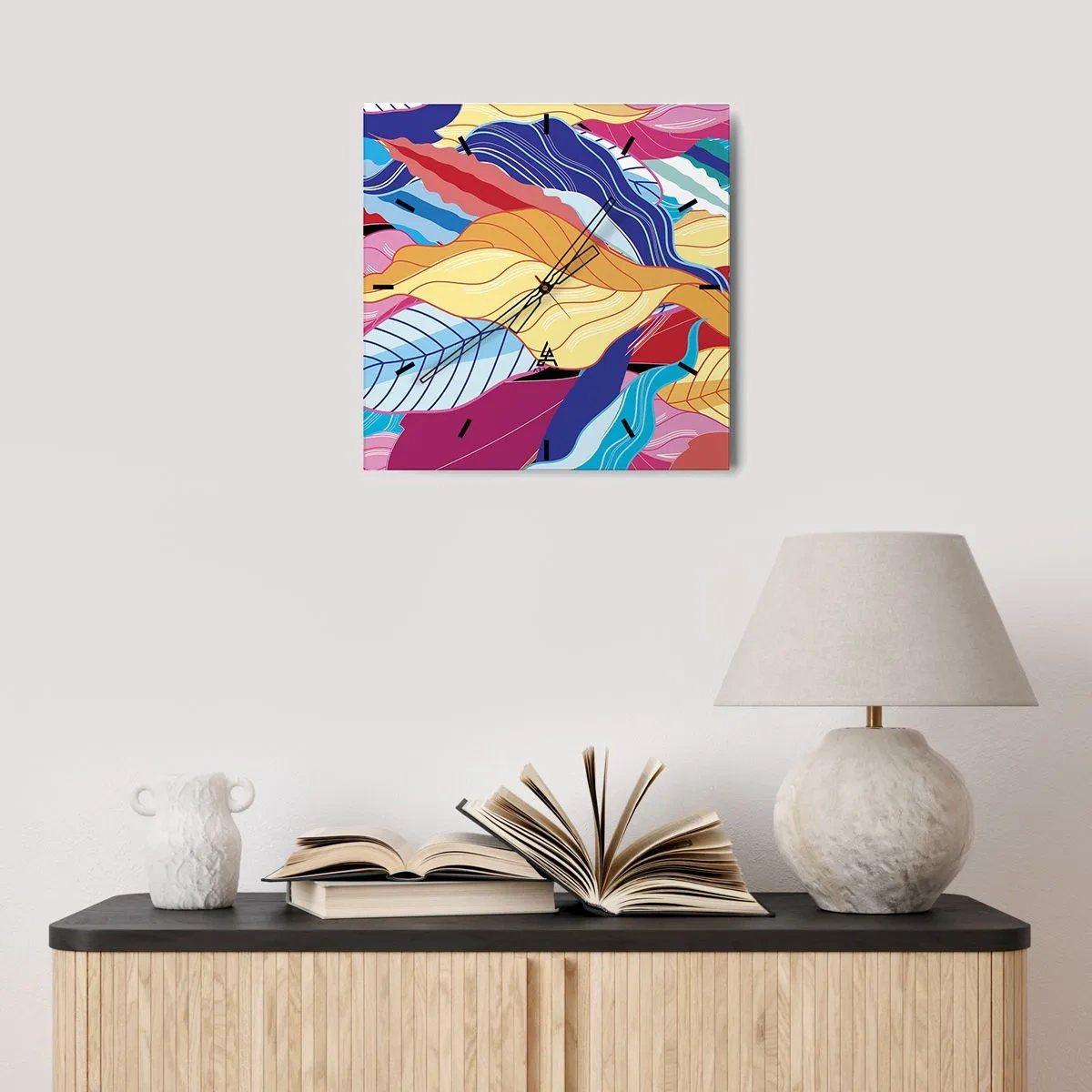 Vægur, Uret - Et farverigt rod - 30x30 cm