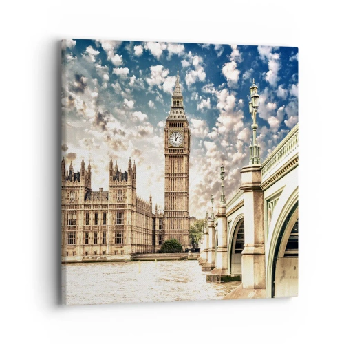 Lærredstryk - Billede på lærred - Fjeragtige skyer over Themsen - 40x40 cm