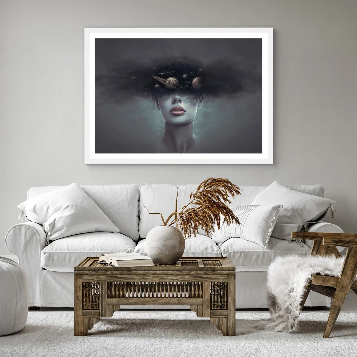 Plakat i hvid ramme - Og planeterne er ved at gå amok... - 60x60 cm