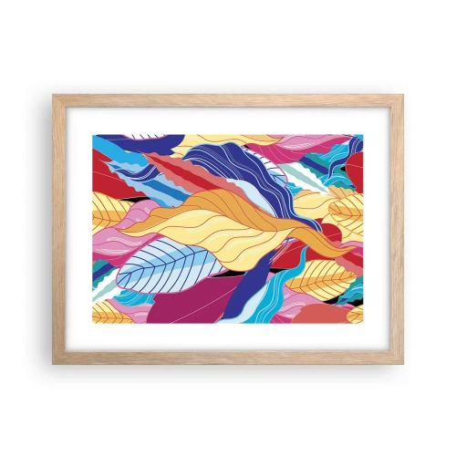 Plakat i ramme af lyst egetræ - Et farverigt rod - 40x30 cm