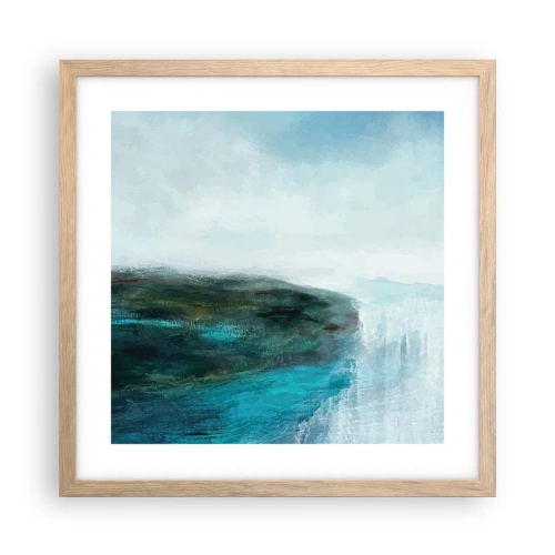 Plakat i ramme af lyst egetræ - Marin abstraktion - 40x40 cm