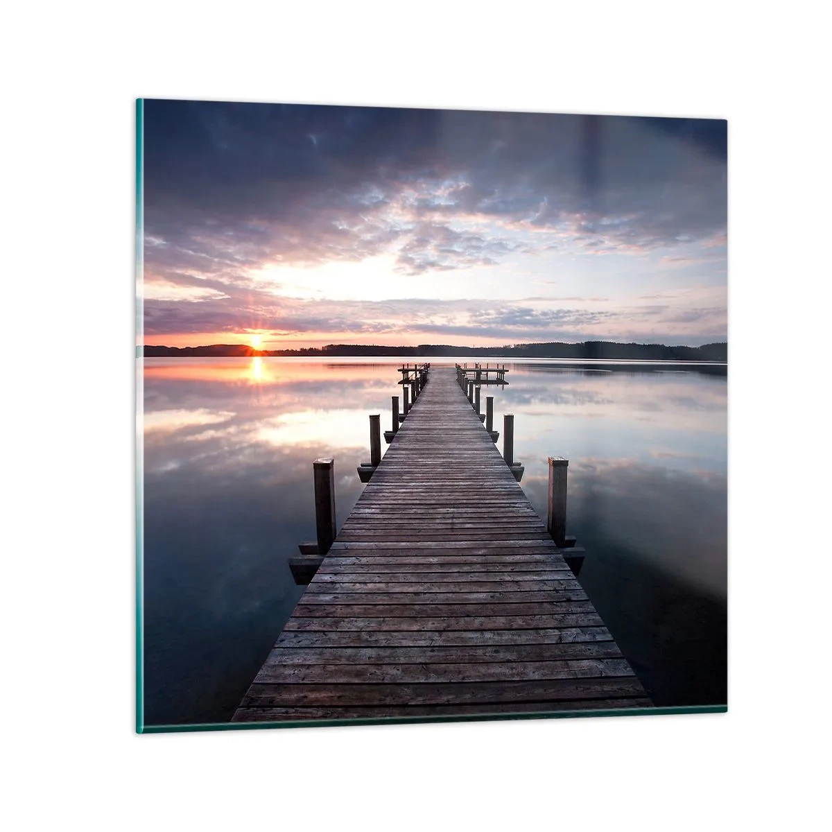 Billede på glas - Den tavse grænse mellem dag og nat - 70x70 cm