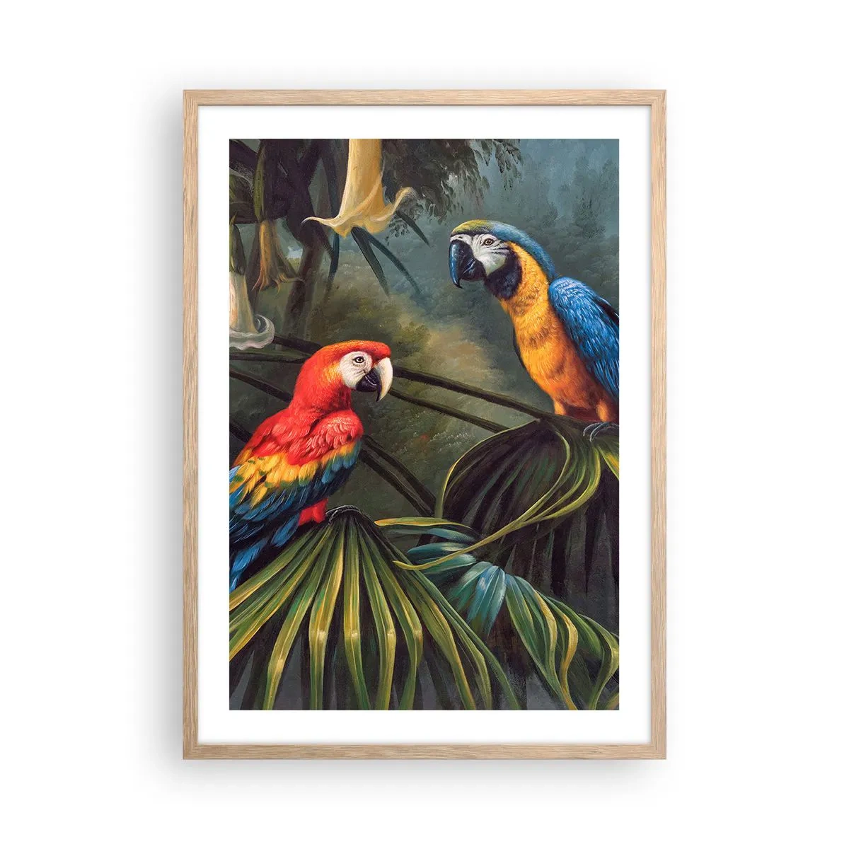 Plakat i ramme af lyst egetræ - Romantik i troperne - 50x70 cm
