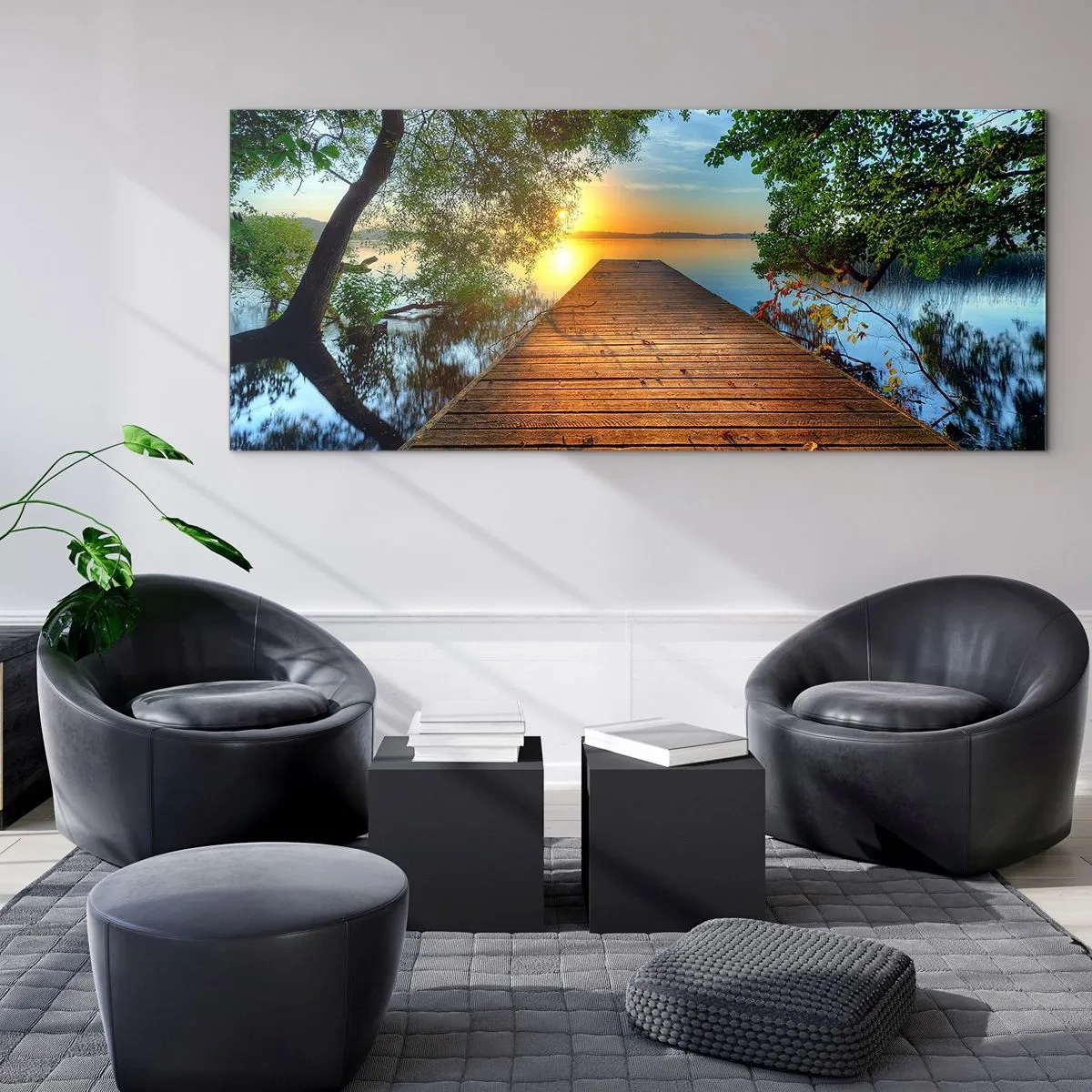 Billede på glas - Tag dig god tid, sæt dig ned - 120x50 cm
