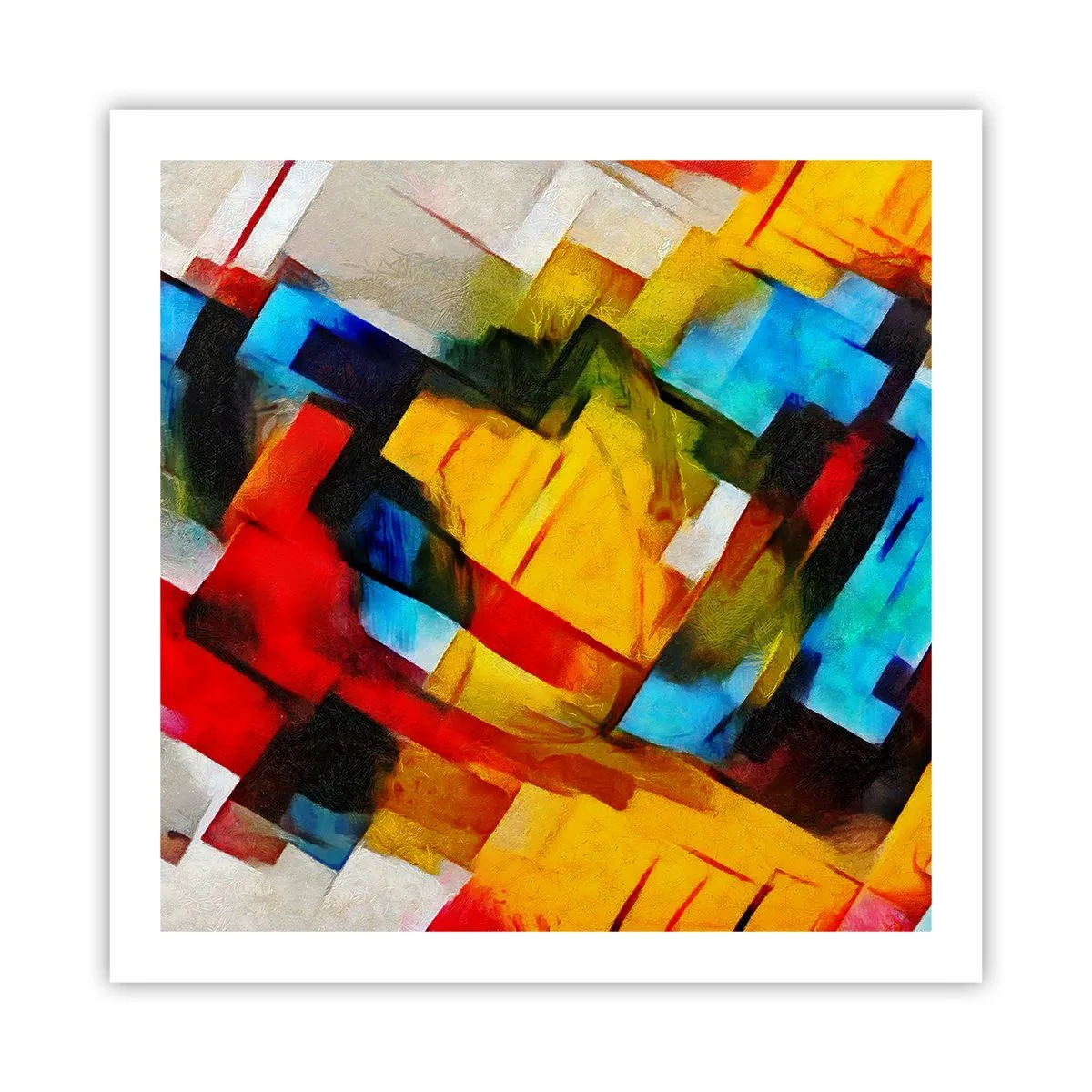 Plakat - Flerfarvet lagdeling - 60x60 cm