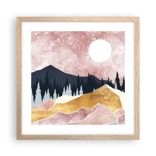 Plakat i ramme af lyst egetræ - Nattevagt - 40x40 cm
