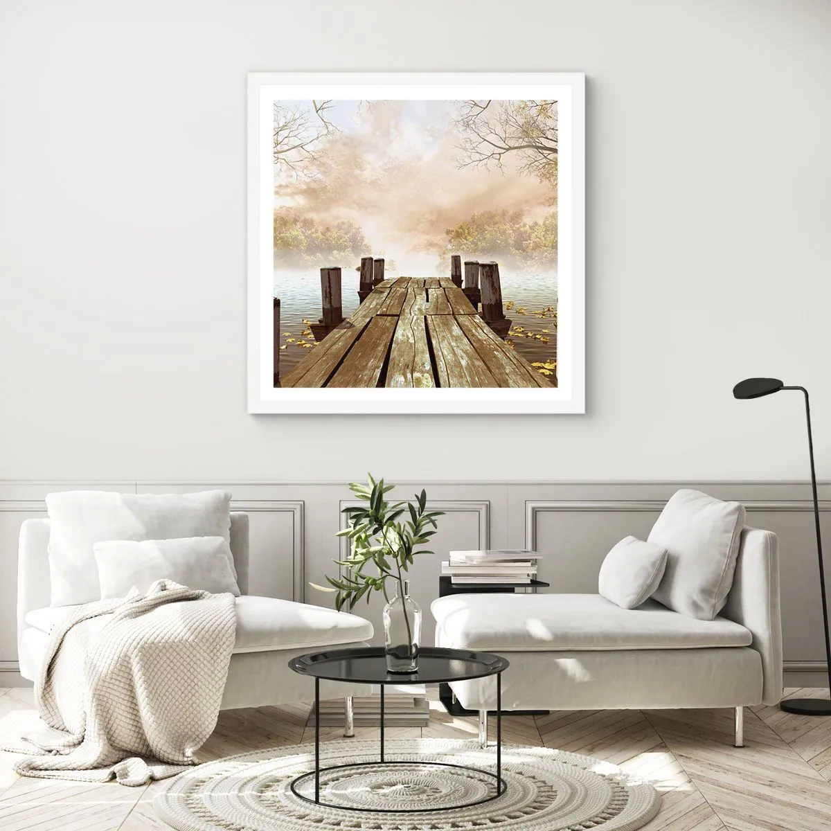 Plakat i hvid ramme - Efterårets blide tristhed - 50x50 cm