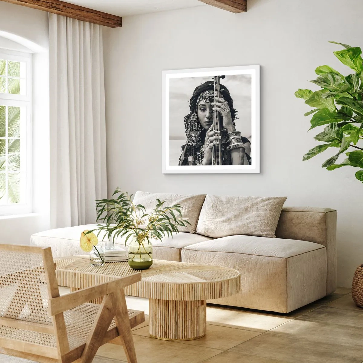 Plakat i hvid ramme - Selve den orientalske musik - 40x40 cm