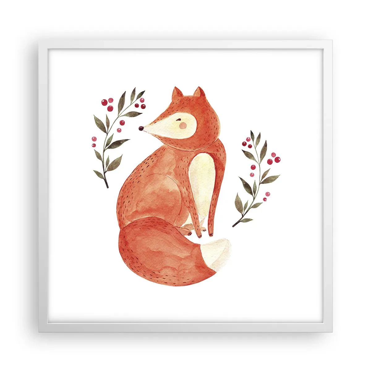 Plakat i hvid ramme - Lille rødhåret - 50x50 cm