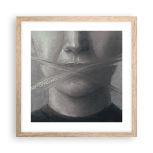 Plakat i ramme af lyst egetræ - Ikke et ord - 40x40 cm