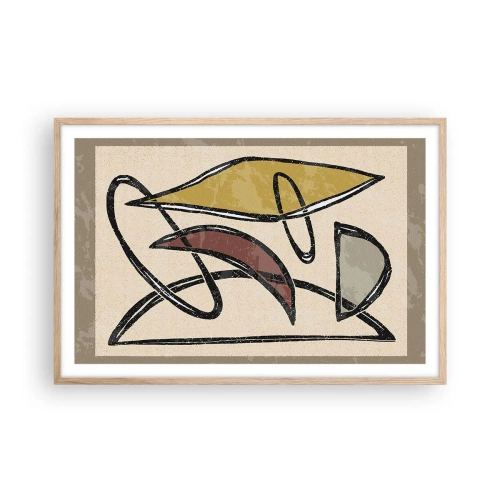 Plakat i ramme af lyst egetræ - Vertikaler og niveauer - 91x61 cm