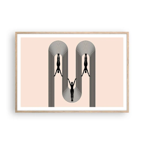 Plakat i ramme af lyst egetræ - På hovedet nedad - 100x70 cm