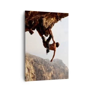 Lærredstryk - Billede på lærred - Verden skrumpede ind i en håndfuld på en klippeskrænt - 70x100 cm