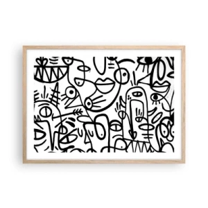 Plakat i ramme af lyst egetræ - Ansigter og luftspejlinger - 70x50 cm