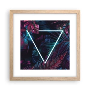 Plakat i ramme af lyst egetræ - Have i disco-stil - 30x30 cm