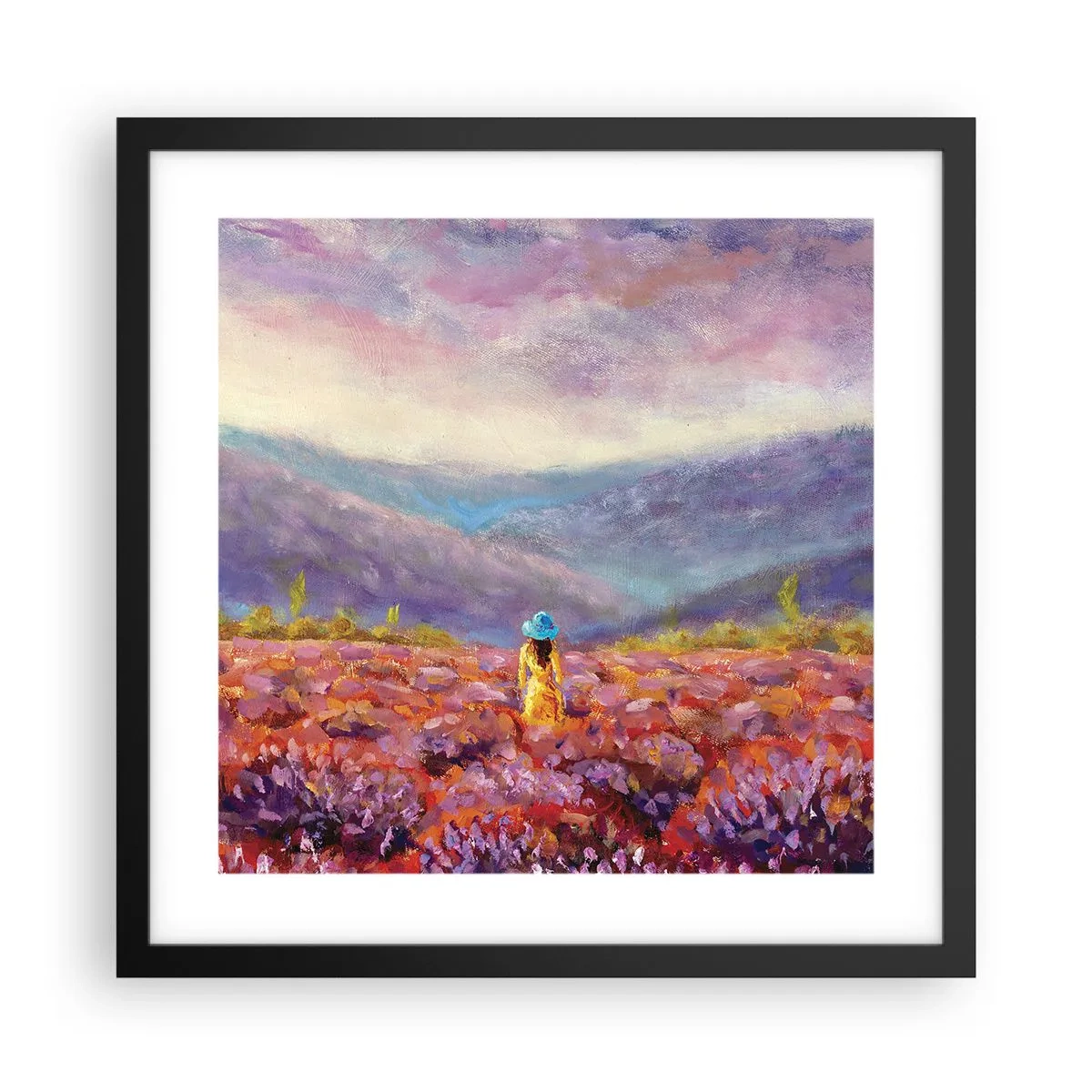 Plakat i sort ramme - I en verden af lavendel - 40x40 cm