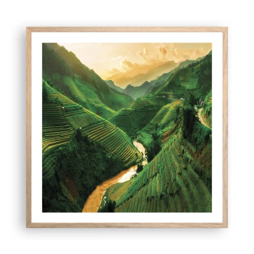 Plakat i ramme af lyst egetræ - Vietnamesisk dal - 60x60 cm