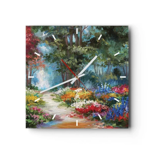 Vægur, Uret - Skovhave, blomsterskov - 30x30 cm