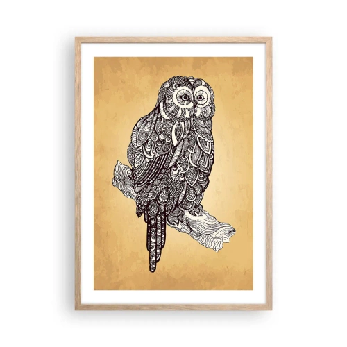 Plakat i ramme af lyst egetræ - Indviklede ornamenter af visdom - 50x70 cm