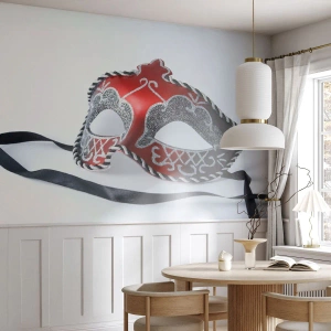 Fototapet Selvklæbende Deluxe Sticker - Invitation til ballet - Venetiansk maske, Venedig, Karneval - 250x175 cm