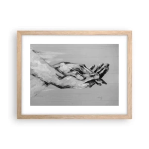 Plakat i ramme af lyst egetræ - Begyndelsen ... - 40x30 cm