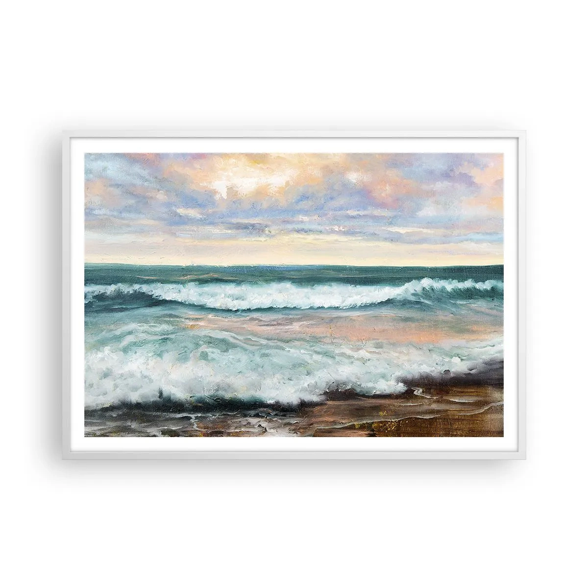 Plakat i hvid ramme - Her vil du glatte din sjæl - 100x70 cm