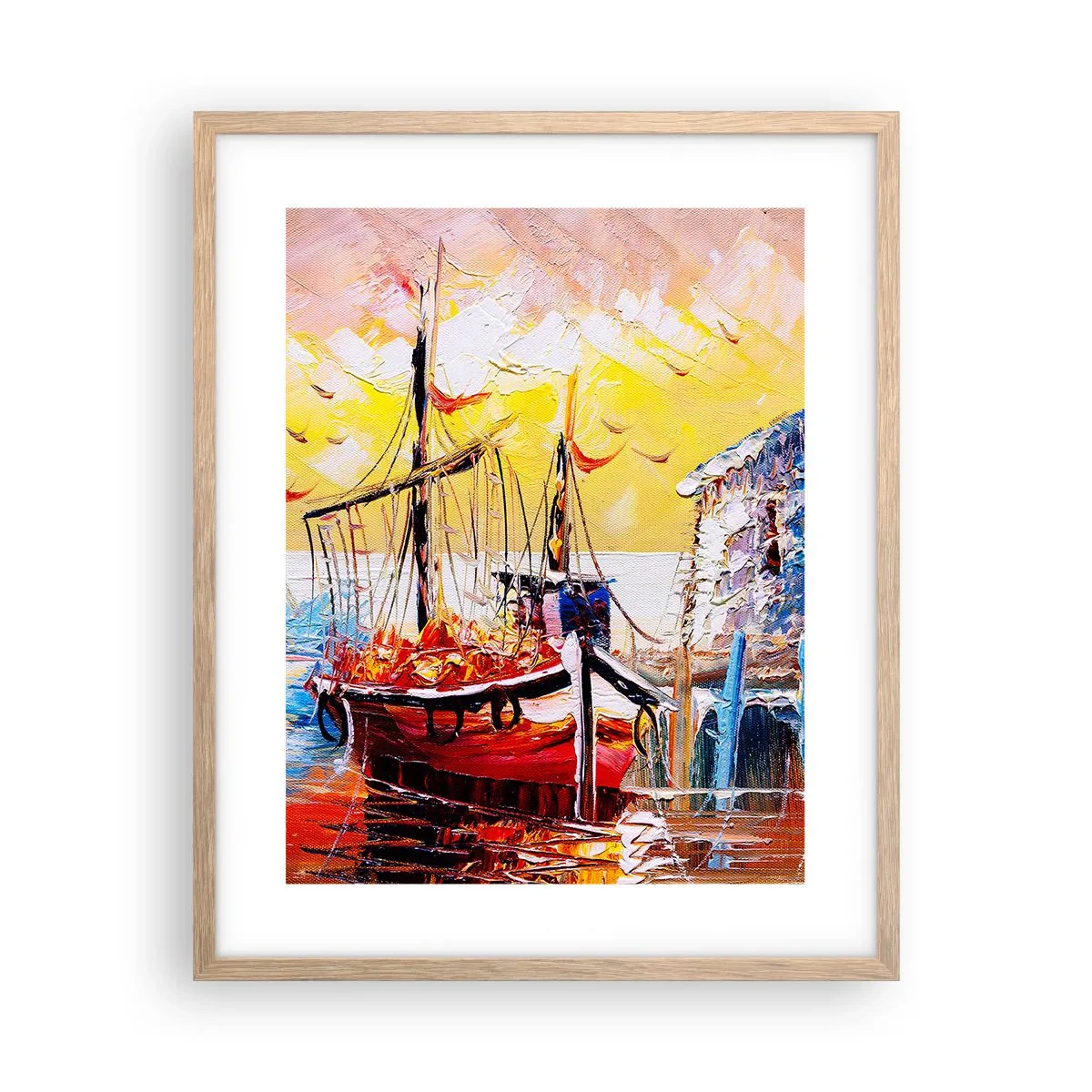 Plakat i ramme af lyst egetræ - Glædelig tilbagevenden - 40x50 cm