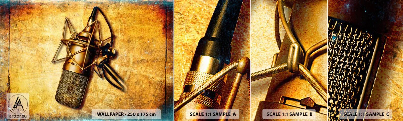 Fototapet Prøve Standard Eco - Radioens gyldne år - Mikrofon, musik, Retro - 100x30 cm