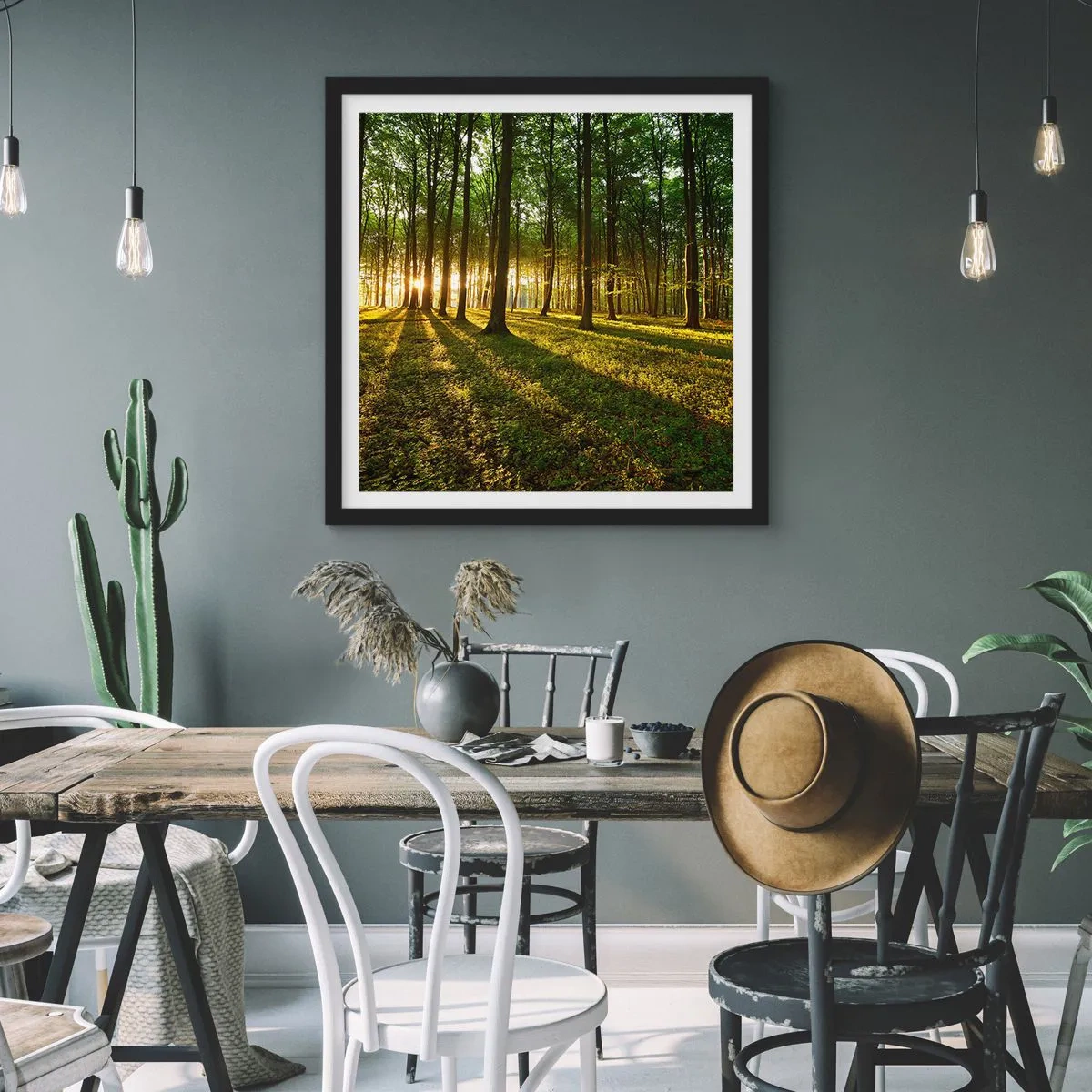 Plakat i sort ramme - Fotografering af alle fjedre - 30x30 cm