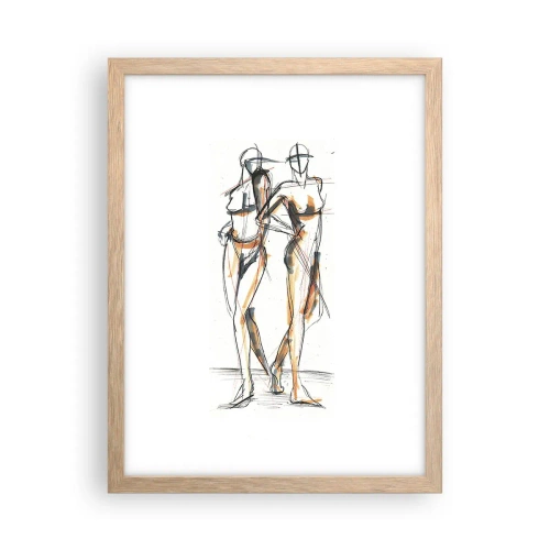 Plakat i ramme af lyst egetræ - En undersøgelse af charme - 30x40 cm