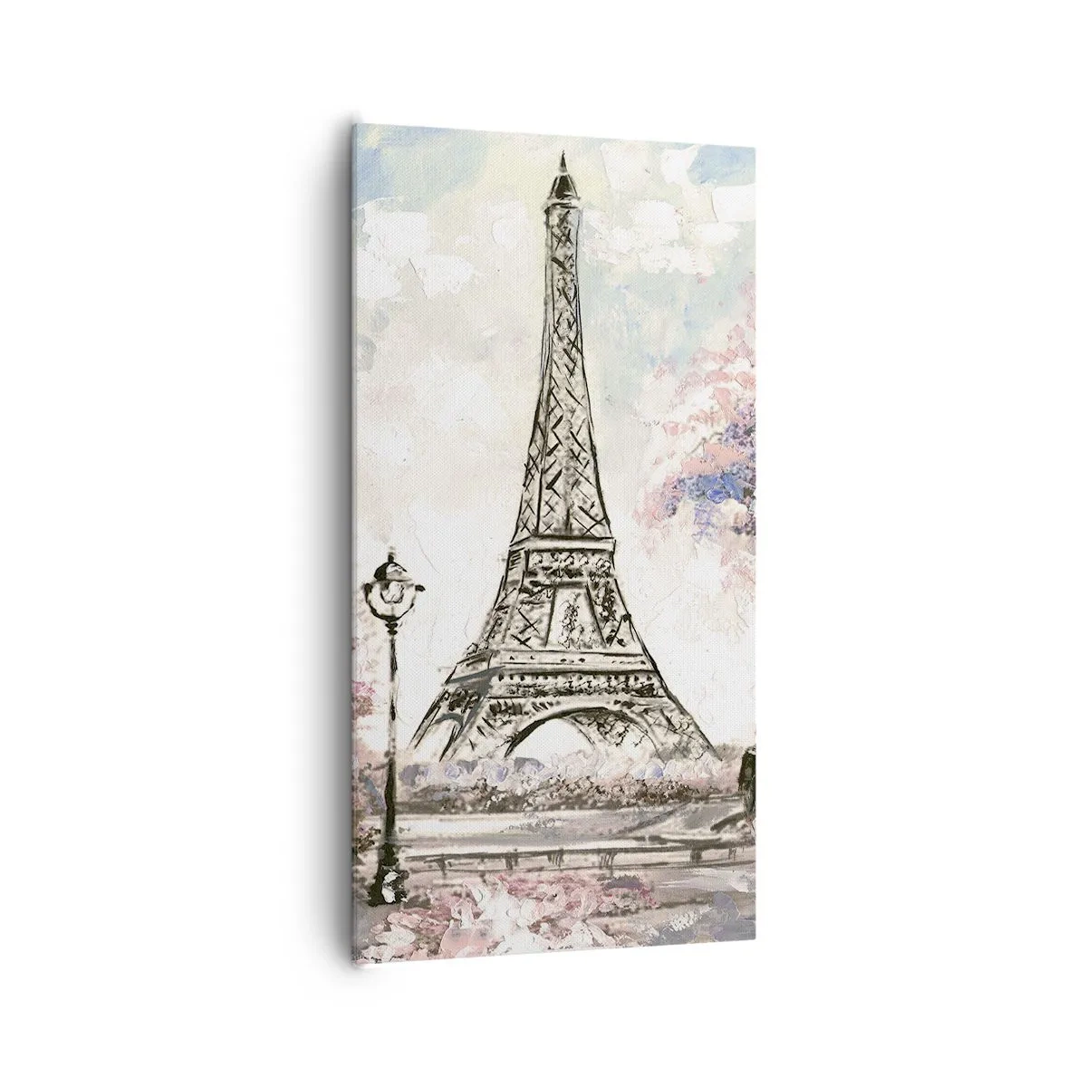 Lærredstryk - Billede på lærred - April gåtur rundt i Paris - 65x120 cm