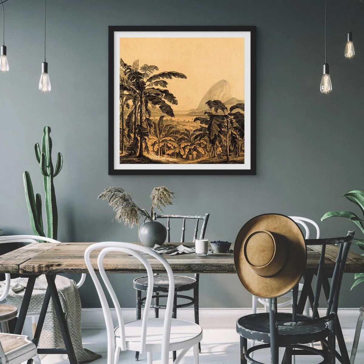 Plakat i sort ramme - I en kolonial atmosfære - 40x40 cm