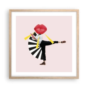 Plakat i ramme af lyst egetræ - Surrealistisk popkunst - 50x50 cm