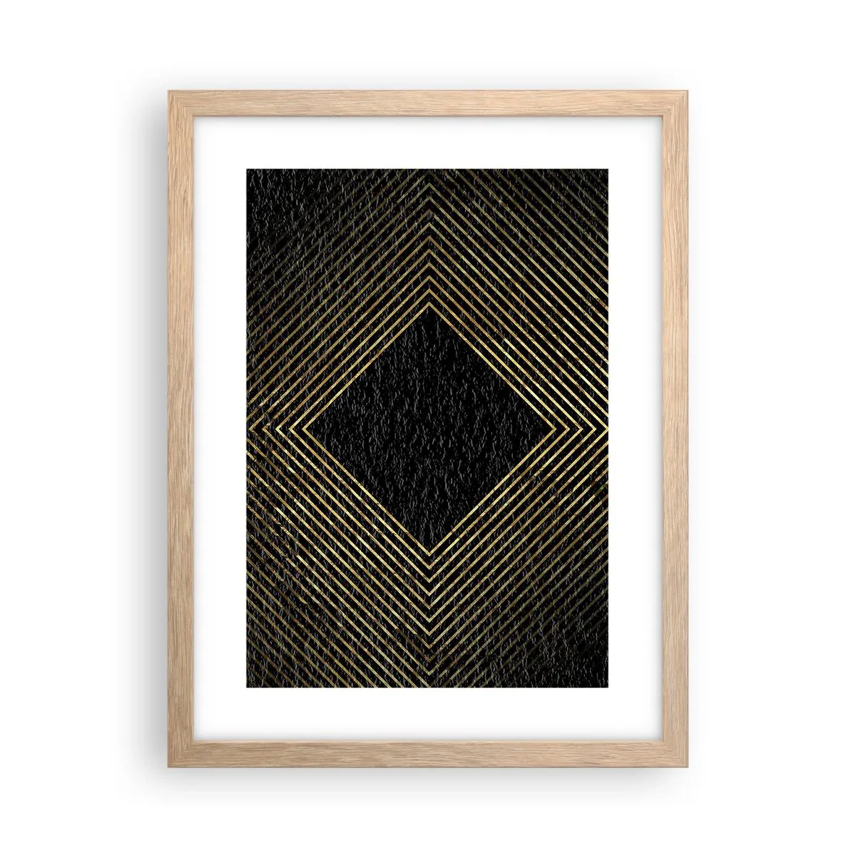 Plakat i ramme af lyst egetræ - Geometri i glamour-stil - 30x40 cm