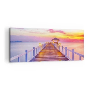 Lærredstryk - Billede på lærred - Lilagylden stilhed om aftenen - 100x40 cm