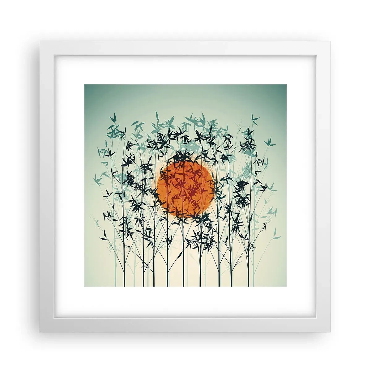 Plakat i hvid ramme - Japansk sol - 30x30 cm