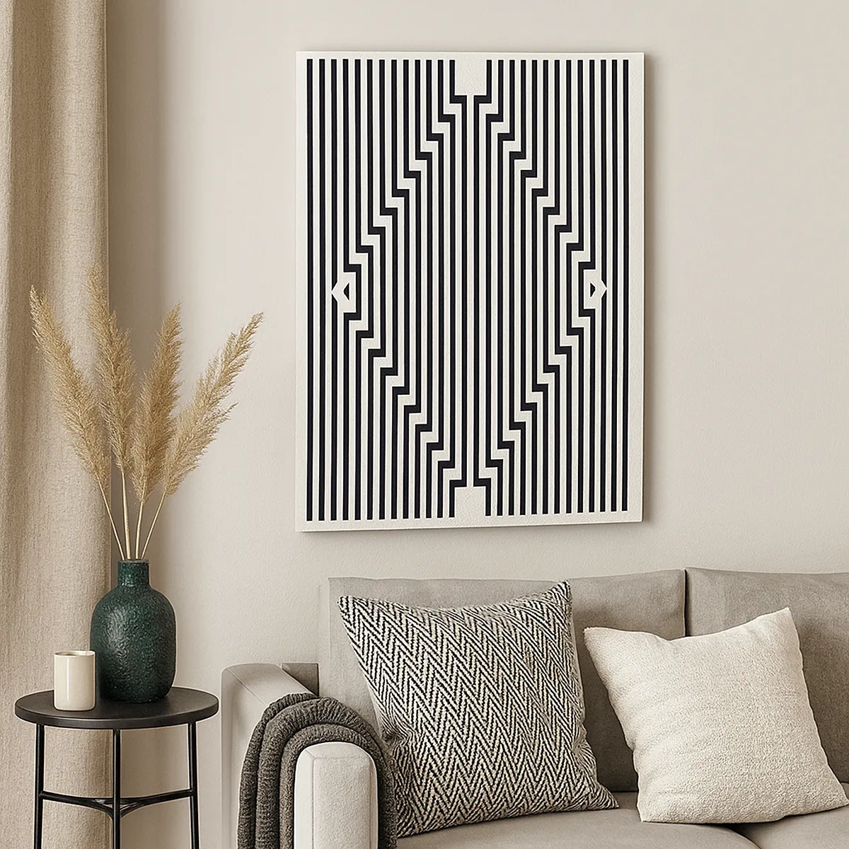 Lærredstryk - Billede på lærred - Geometrisk illusion - 50x70 cm