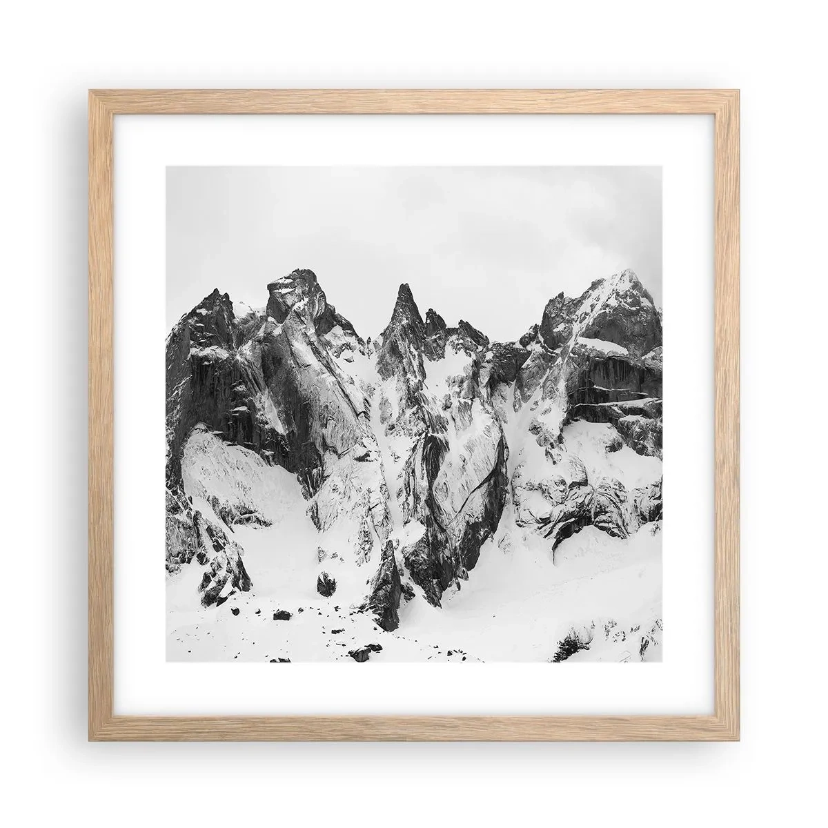 Plakat i ramme af lyst egetræ - Granit truende højderyg - 40x40 cm